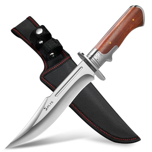 Plys Cuchillo Supervivencia Bushcraft Cuchillos Caza: 17cm Cuchillos de Monte con Funda Mango de Madera