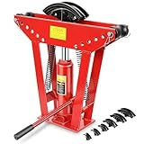 12 Ton Hydraulic Pipe Bender 6 Dies, Manual Copper Tubing Bender Tool 90°-180° Adjustable Rollers Steel Iron Metal Ratcheting