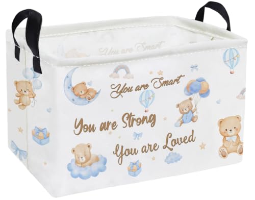 Image of Essme Rectangular Bear Basket,Kids Baskets Empty with Handles,Cute Baskets for Kids Halloweens Room Decor,Boys and Girls, Candy Basket,(Bear)