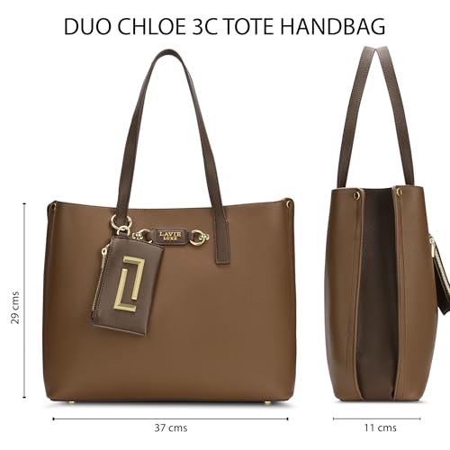 Image of Lavie Luxe Women's Duo Chloe 3 Compartment Tote Handbag | Tote Bag For Work | Ladies Purse | Stylish Shoulder Bag | Gift For Women