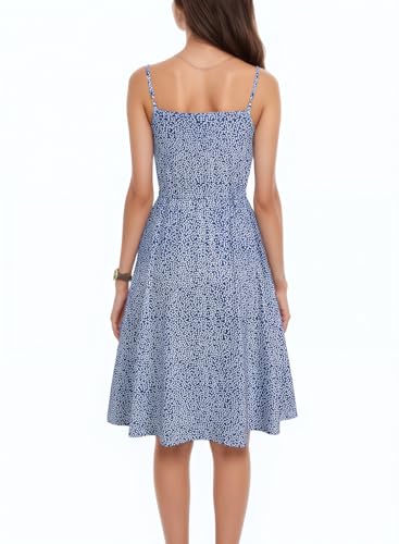 Image of BARASA Sundresses for Women Summer Sleeveless V Neck Spaghetti Strap A Line Wedding Guest Petite Dresses with Pockets D826