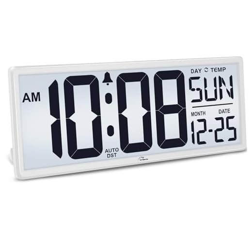 WallarGe Backlight Digital Wall Clock Battery Operated - with Temperature and Date 14.5'' Large Digital Wall Clock, Easy to Read and Set, Auto DST