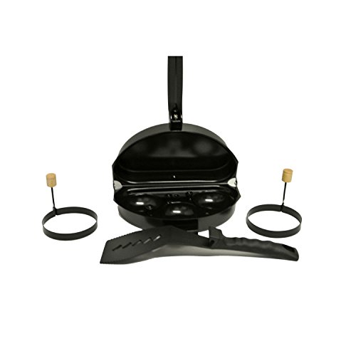 KayMetta Non Stick Omelet Pan with 3 Egg Poaching Tray Set with Nylon Turner and 2 Egg Rings