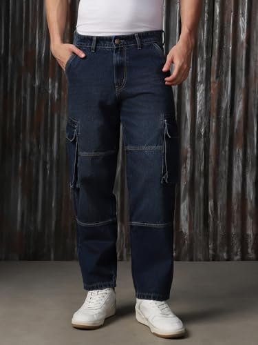 Image of High Star Men Cotton Washed Straight Fit Mid-Rise Regular Jeans