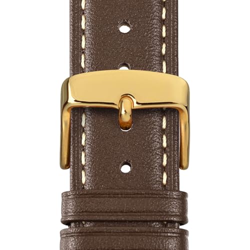WOCCI Vintage Leather Watch Straps with Clasp Gold, Replacement Strap for Men and Women, Watch Strap 14 mm, 16 mm, 18 mm, 19 mm, 20 mm, 21 mm, 22 mm
