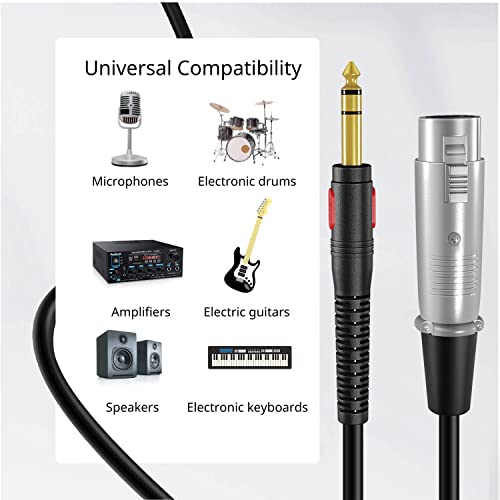 Tnp Premium 3 Pin Xlr Female To 1/4 Inch (6.3Mm) Male Trs Stereo Jack, Balanced Microphone, Gold Plated Xlr To 1/4 Adapter Cable For Powered Speakers, Studio Sound Consoles (6 Feet) #TOP3