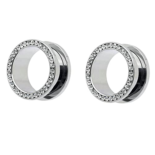 Beydodo Écarteur Oreilles 18mm, Ecarteur Tunnel Oreilles Acier Chirurgical 2 Pièces Argent Plug Tunnel Oreille 11/16 inch Boucles d'oreilles Femme