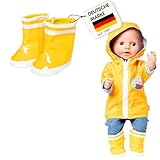 Heless 1401 - Gummistiefel für Puppen, in Gelb, Größe 30 – 34 cm, für trockene Puppenfüße bei Regenwetter und Trendsetter in der Puppenmodewelt