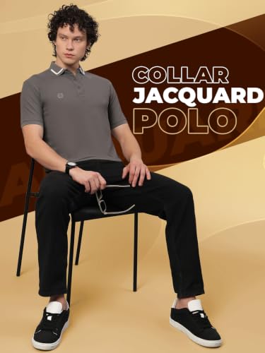 Image of Lux Nitro Men's Polo T-Shirt with Jacquard Collar | Half Sleeve Collar T-Shirt for Men | Casual & Office Wear