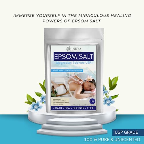 Hindya Ayurvedic Luxury Epsom Salt|Pain Relief|Foot|Bath Salt|Epson Salt|Magnesium Sulphate|Liver Cleansing|Feet Pain|Sea Salt For Bathing|Bathing Salt 1Kg - Image 2