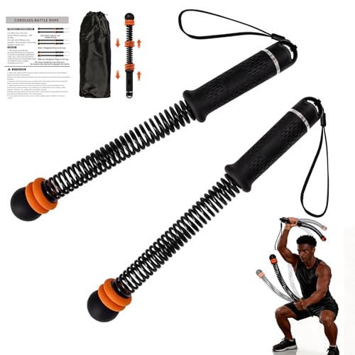 Imgrose Portable Weighted Ropeless Battle Ropes Adjustable Cordless Battle Rope Non-Slip Handle with Storage Bag for Home Gym Fitness Equipment for Women Men HIIT Cardio Strength Training