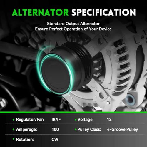 Image of 11516N Alternator 2.5L L4 Compatible with 2010-2011 Toyota Camry, 100Amp Replace# 104210-2650 1042102650 27060-0V060 27060-0V060-84 AL3367X 90295768