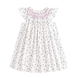 Picture of Simplee kids Baby Girls Smocked Dress Toddler Summer Casual Dresses Smockings Floral Sundress Princess Dress Light Pink 5T