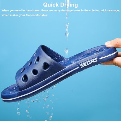 FINLEOO Shower Shoes for Women Men, Comfortable Arch Support Quick Drying Pool Slides, Non-Slip Beach Sandals Bathroom Travel College Dorm Shower Slippers4