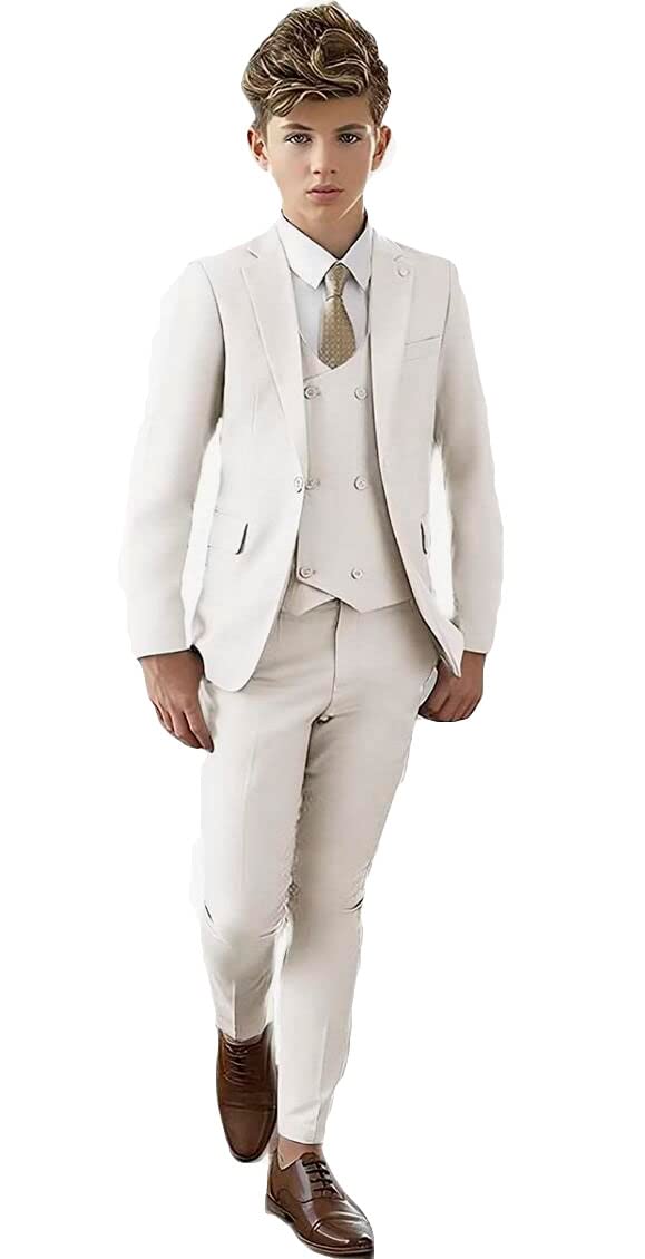 Traje de Solapa de Pico para Niños - Ajuste Delgado, Chaleco, Pantalones, Traje de Fiesta Formal, Esmoquin de Boda