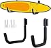 QQMQQ Kayak Storage Rack, Wall Mount Hooks Canoe Rack, Hanging Hook for Longboard Surfboard Boat and Paddle, Paddleboard Accessories