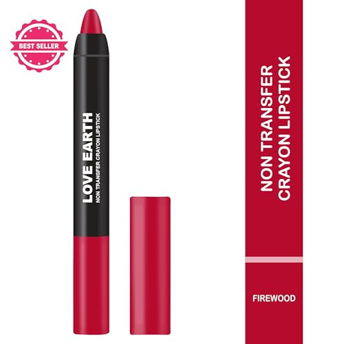 Image of Love Earth Non-Transfer Crayon Lipstick-Firewood | Lightweight & Longlasting, Smudge Proof, Transferproof, Matte | Up to 12 Hours Stay - 3.5g