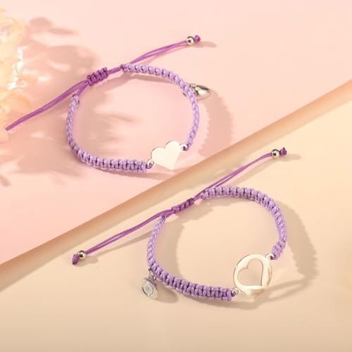 Image of First Day of Kindergarten Pre K Gifts for Mother Daughter,Mommy and Me Bracelet Matching Heart Bracelets Set for 2