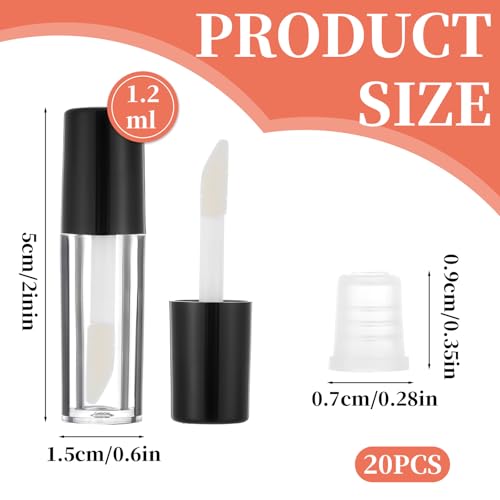 20PCS 1.2ml Clear Mini Lip Gloss Tube Clear Refillable Travel Lip Balm Bottles Transparent Mini Lipstick Containers for Women DIY Makeup2