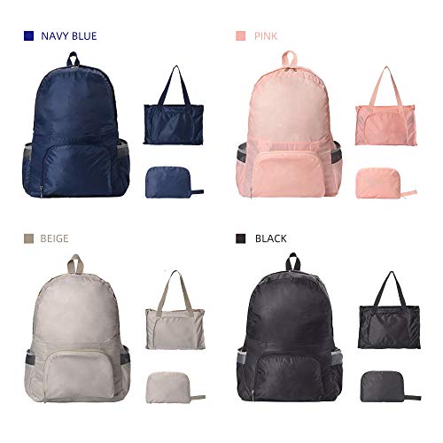 Mochila de viaje plegable ligera y resistente azul marino miniatura 7