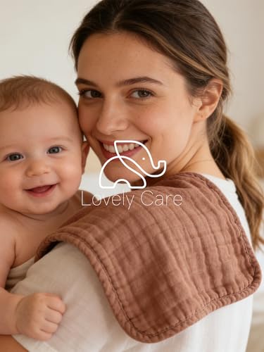 Image of Lovely Care 12 Pack Muslin Burp Cloths 100% Cotton Muslin Cloths Large 20''x10'' Extra Soft and Absorbent Baby Burping Cloth - Boho Neutrals