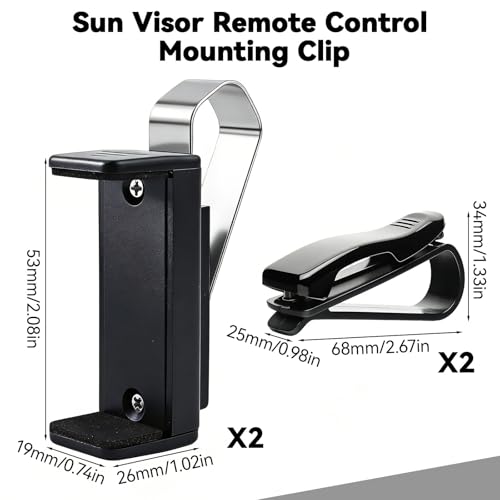 GZjiyu Pack of 2 Garage Door Opener Clip, Adjustable Visor Clips with 2 Glasses Holders for Car Sun Visor, Hand Transmitter Holder Car for Garage Door, Remote Controls of Different Sizes (45-67 mm) — view 2
