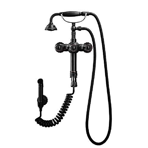 Juego de grifos para Ducha Sistema de Ducha de latón Vintage Que Incluye Cabezal de Ducha Tipo Lluvia, Pistola rociadora de Mano para bidé y Grifo con caño, Mezclador de Ducha Tipo Lluvia Diseño de t
