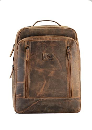 PICCO MASSIMOPremium Leather Work/Casual Tan Laptop Backpacks | Ample Storage Features | Padded Back Panel | Multiple Pocket Sleeves | Multifunctional Utility | Convenient for Daily Use