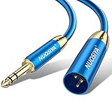 Cable XLR a Jack 6.35 mm, NUOSIYA Cable XLR 2m Balanceado, XLR Hembra Jack Adaptador Conector, Profesional Stereo Cabl Azul 1/4 TRS a XLR Macho para Altavoz, Amplificador, Guitarra, Escenario