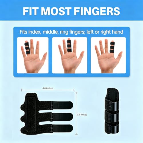 Image of NSKONGDODO Trigger Finger Splints /Brace for Knuckle Immobilization,Broken Protector and Straightening Arthritis Relief,Pain Relief,Fits Index,Middle, Ring Fingers (2, 3 Straps)
