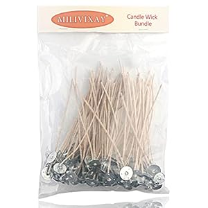 MILIVIXAY 100pcs ECO 8 Wicks for Soy Candles, 6.0inch Cotton & Paper Candle Wicks, Pre-Waxed and Tabbed ECO Wicks for Soy Candles Making.