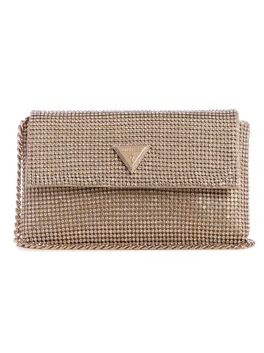 GUESS Zalina Mini Flap Clutch Gold - Pochette rigide pour ranger vos essentiels