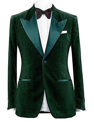 GATMSTZ Men Peak Lapel Regular Fit Velvet Jacket One Button Wedding Party Blazer