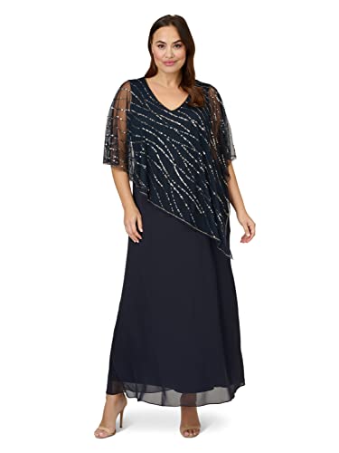 Adrianna Papell Women's Plus Size Beaded Popover Midi Dress
