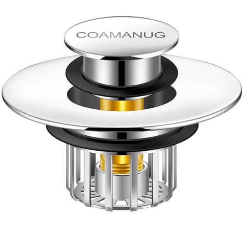 coamanug Bathtub Stopper | Shower Drain Hair Catcher, Pop-up Tub Stopper with Strainer | Bathroom Drain Plug | Drain Protector for 1-1/2 to 1-3/4"" Bath Drain Hole