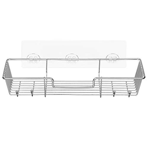 Ipegtop Adhesive Shower Caddy Bathroom Shelf Storage With Hooks For Shampoo Conditioner Holder Kitchen Organizer Basket, No Drilling Wall Mounted, Rustproof Stainless Steel #TOP2