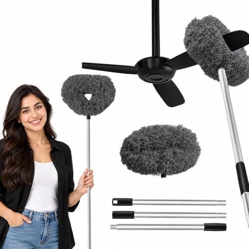 Image of Fan Cleaner Brush with Long Rod Flexible Fan Cleaning Mop Microfiber Dust Cleaner Foldable Duster for Home Cleaning (Fan Cleaning Mop)