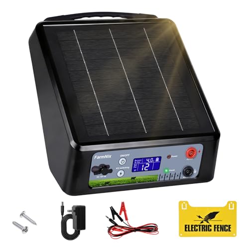 FarmNix Solar Electric Fence Charger, 20 Miles 6-12KV 2J for Livestock