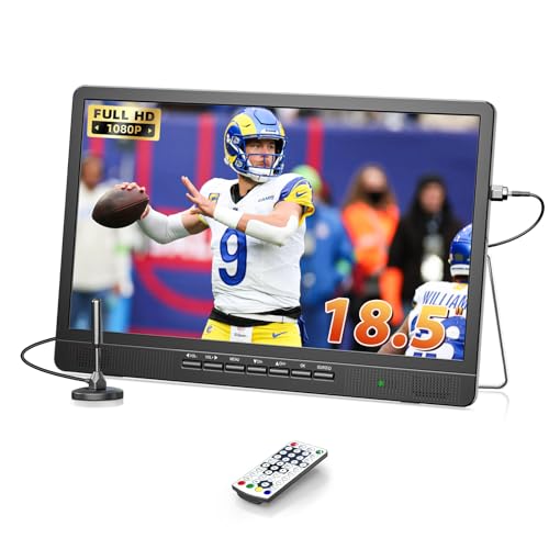 NORTHING 18.5 Inch Portable TV with Antenna, 12 Volt Small TV for Camping, Kitchen, RV, Boat, Truck, Home, Bedroom, HD 1080P Flat Screen Compact Mini TV Support USB/HDMI/AV Input