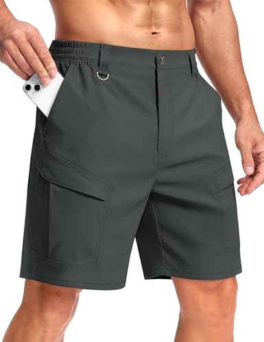 TACVASEN Mens Cargo Hiking Shorts 7 Inch Quick Dry Stretch Tactical Work Shorts for Men Outdoor Casual Summer with 6 Pockets Darkgrey 36