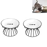 2PCS Elevated Cat Food Bowl, Whisker-Friendly Anti-Vomit Cat Plate, Cat Bowl-Raised Cat Feeder Bowl Stand,Ceramic Elevated Pet Dishes for Pet,Dishwasher Safe