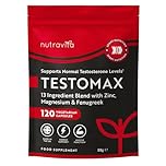 Nutravita TESTOMAX Testosterone Booster for Men - 13 Powerful Active Ingredients & Vitamins Including Zinc, Maca Root Extract, Fenugreek, Ginseng - Made in The UK