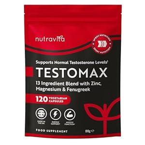Nutravita TESTOMAX Testosterone Booster for Men – 13 Powerful Active Ingredients & Vitamins Including Zinc, Maca Root Extract, Fenugreek, Ginseng – Made in The UK