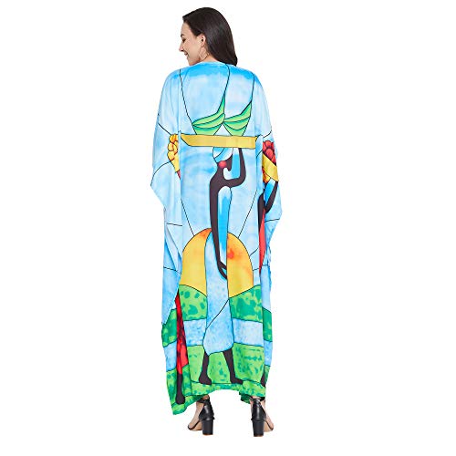 Image of Oussum Plus Size Kaftan Dresses for Women, Polyester Summer Caftan Cover Up Maxi Beach Dress, 1X-3X