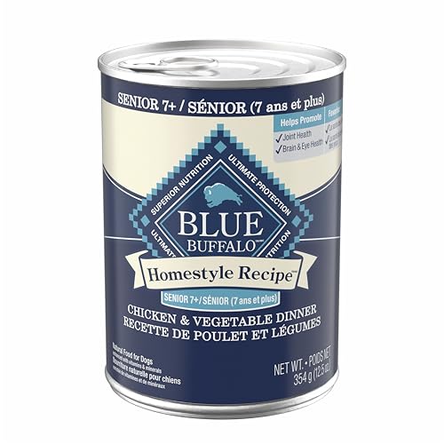 Blue Buffalo Homestyle Recipe Chicken & Vegetable Dinner Paté Natural Wet Dog Food for Senior 7+ Dogs, Made with Natural Ingredients, Vitamins & Minerals, 12.5-oz. Can (12 Count)