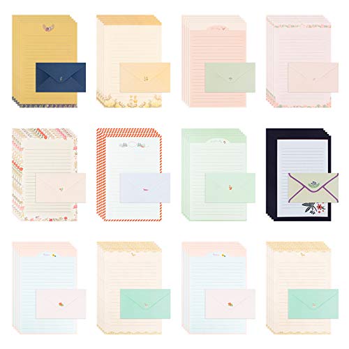 Chudian 108Pcs Papel Cartas y Sobres Papel Pequeños Papel de Carta con Sobre Papel de Carta para Escribir A5 Papel de Carta Infantil, Papel para Escribir Cartas, Sobres Regalo Dia de la Madre