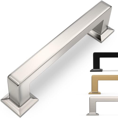 10 Pack 3-3/4 Inch Cabinet Pulls Brushed Satin Nickel Kitchen Cabinet Handles Zinc Alloy Drawer Pulls Solid Cabinet Hardware