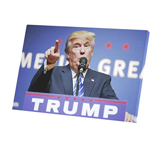 Toile Donald Trump 60x40 cm avec cadre en bois pour salon élégant et design prestige