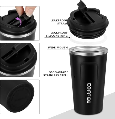 Image of Arviz Coffee Travel Mug, Spill Proof Insulated Tumbler with Lid, Vacuum Insulation Stainless Steel Reusable Cup for Hot & Cold Drinks, Portable Coffee Travel Mug for Office & Home