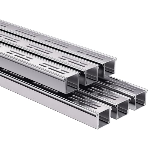 Channel Drain 1.25-Inch Wide X 19.6-Feet Long Silver Outdoor Pool Deck Drain Channel 304 Stainless Steel Pool Drain for Paver/Patios/Walkways
